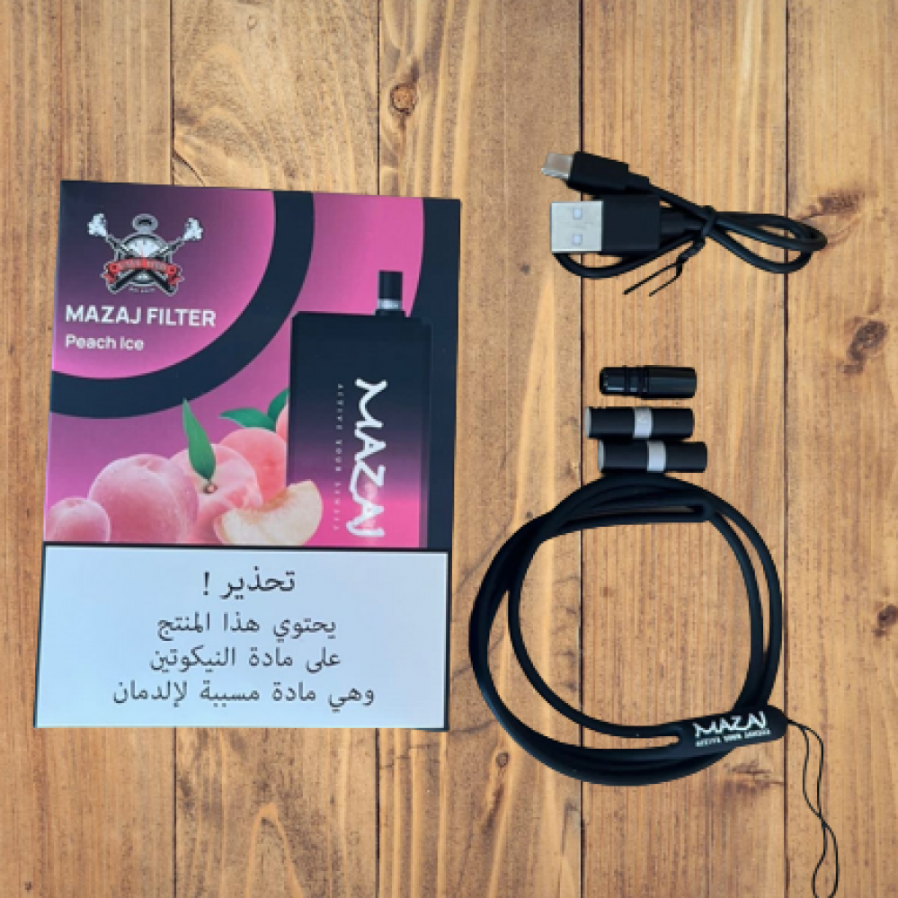 سحبة مزاج 6500 موشة خوخ ايس Mazaj Filter 6500 Puff Peach ICE