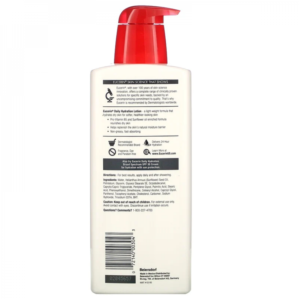  Eucerin Daily Skin Moisturizing Lotion, Fragrance Free, 500 ml 