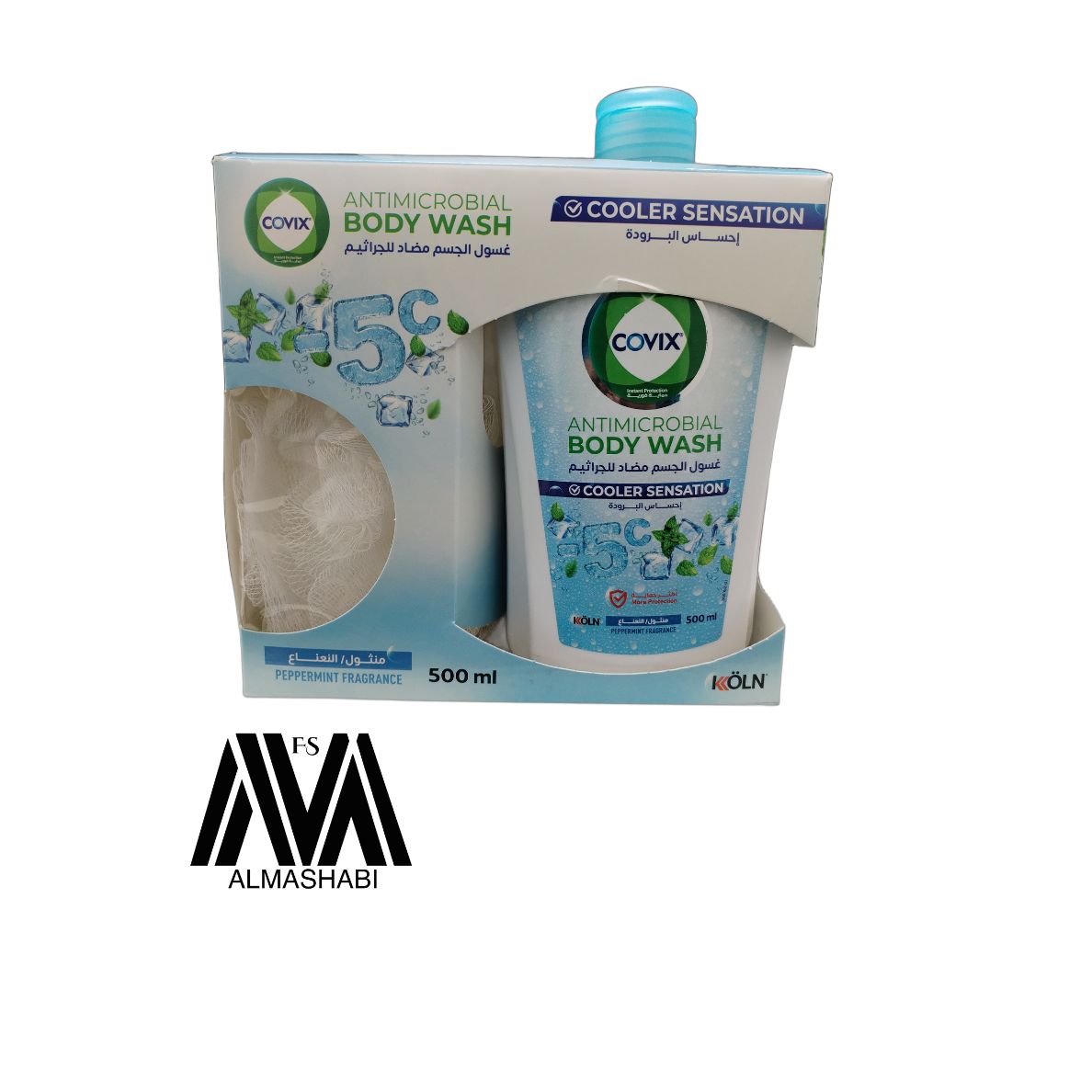  Cofix Antibacterial Body Wash Cool Feel with Menthol with Loofah 500 ml 