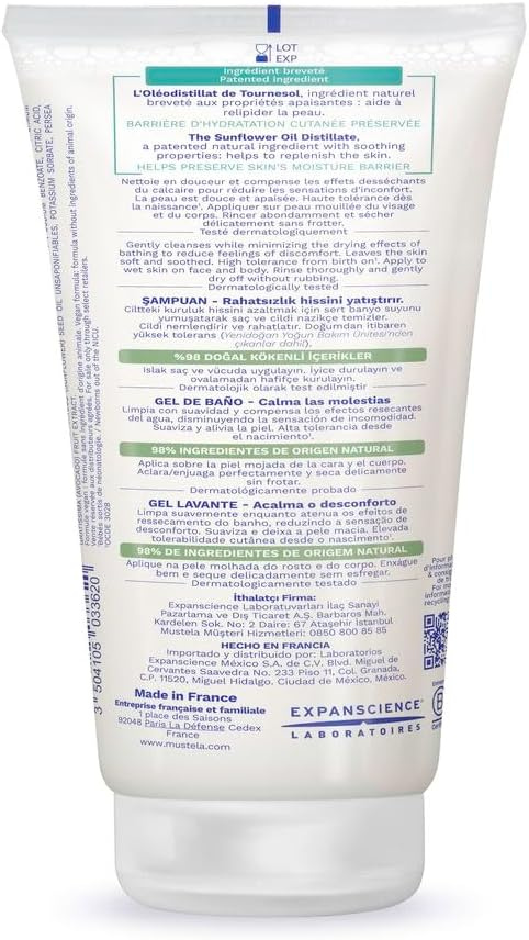  Mustela Stelatopia Eczema-Prone Skin Cleansing Gel - Baby Face & Body Wash with Natural Avocado & Sunflower Oil - Fragrance-Free & Tear Free - 200ml 