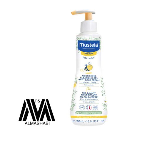  Mustela Baby Nourishing Cleansing Gel – Hair & Body Wash for Dry Skin - with Natural Avocado, Cold Cream & Beeswa 300 ml 