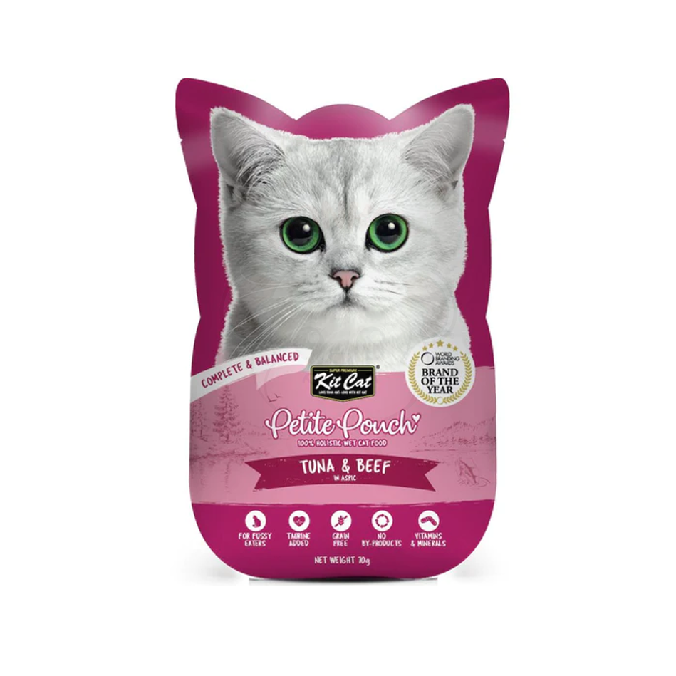 أظرف بتيت باوتش بسمك التونا و اللحم البقري 70 غ من شركة KitCat