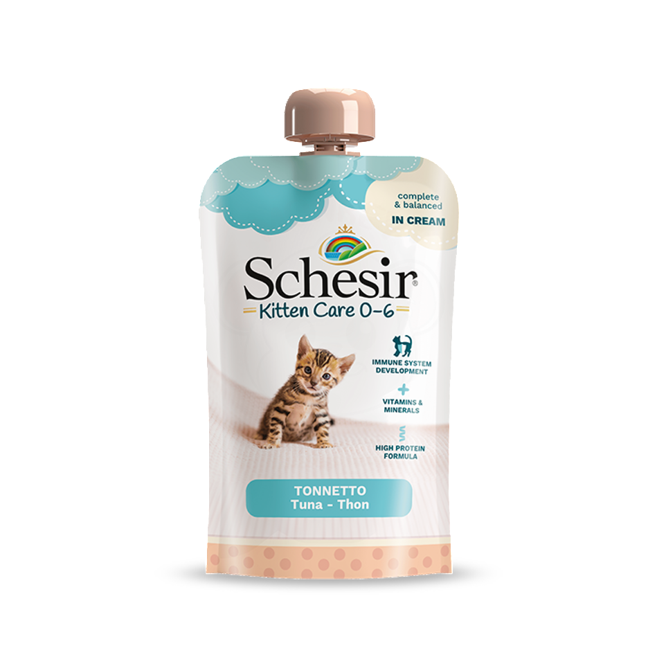 طعام رطب كريمة سمك التونا الناعمة للقطط الصغيرة من شركة Schesir