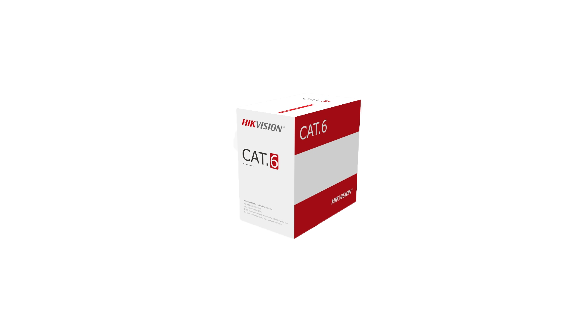 3D view of Hikvision Cat6 cable box, suitable for infrastructure in security and intercom systems.