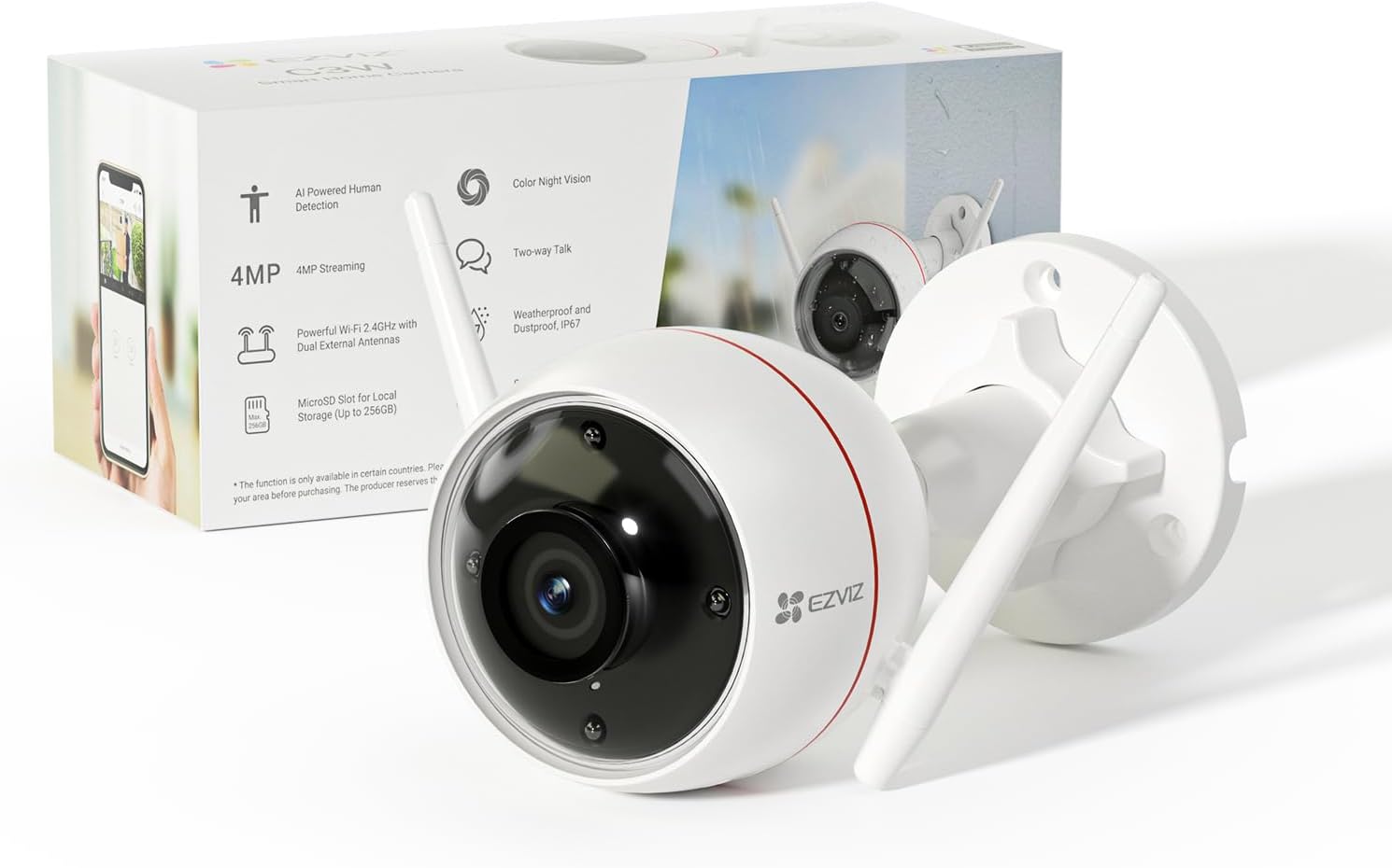 Image of EZVIZ H3C 2K Smart Outdoor Security Camera, weather-resistant, high resolution, and enhanced night vision