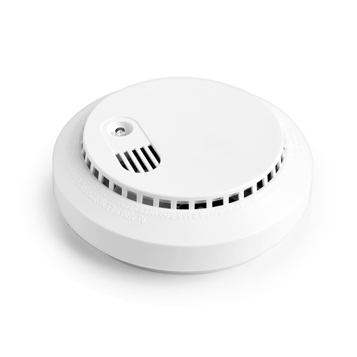 Smoke detector emitting loud alarm with LED indicator