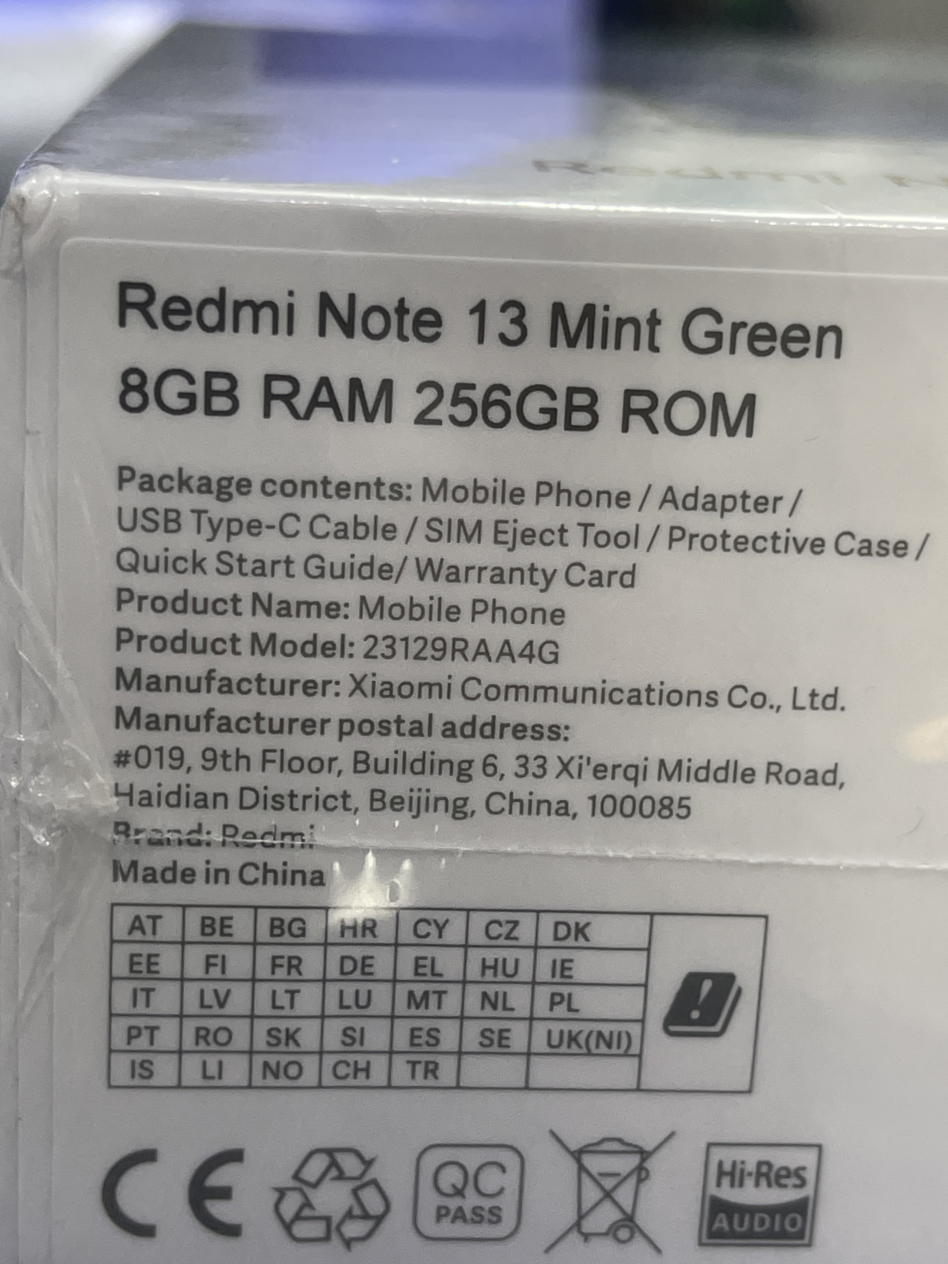 Redmi Note 13 Mint Green 8GB RAM 256GB ROM