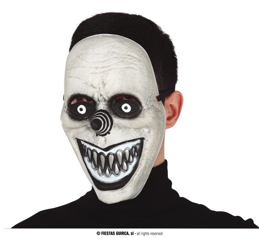 Smiling Grey Clown Mask
