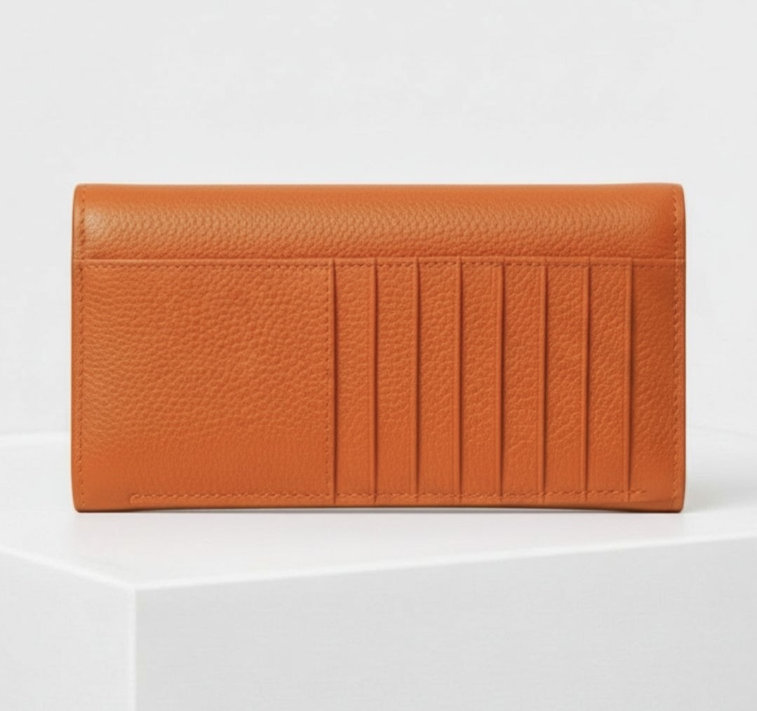Cow leather wallet-orange back