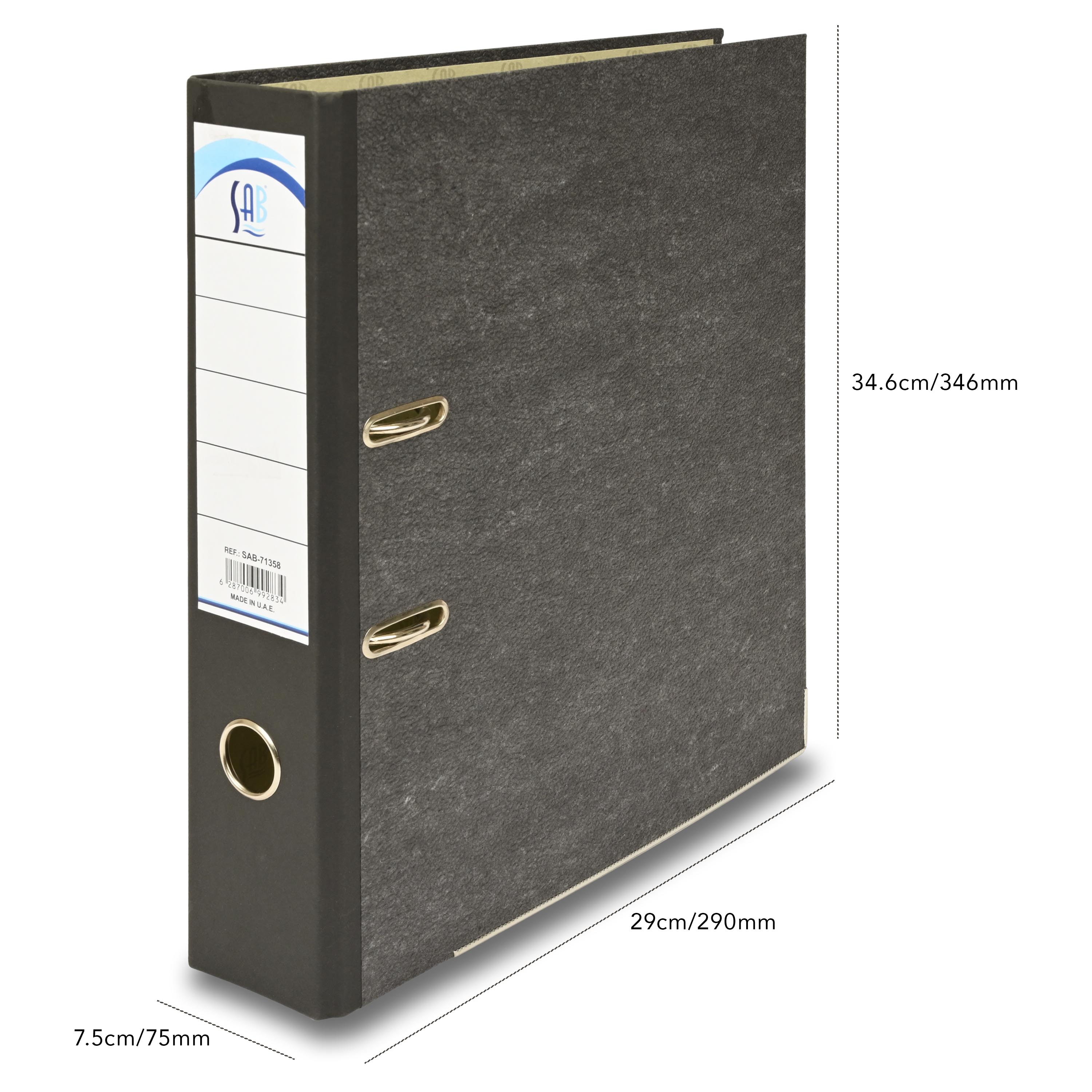 SAB - Box File Cardboard, F/C Size,8cm,Black