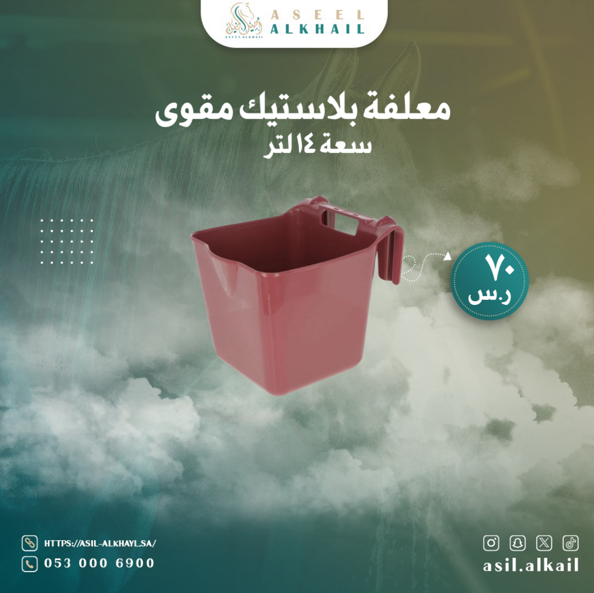سطل مياه و علف مقوى من أصيل الخيل | بسعر حصري تنافسي