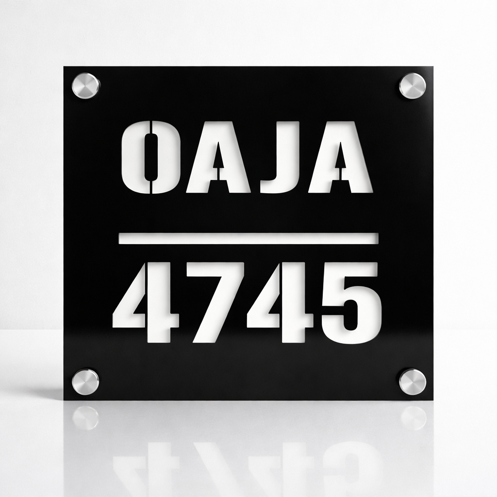 لوحة عنوان اكريلك أسود 20x20 سم