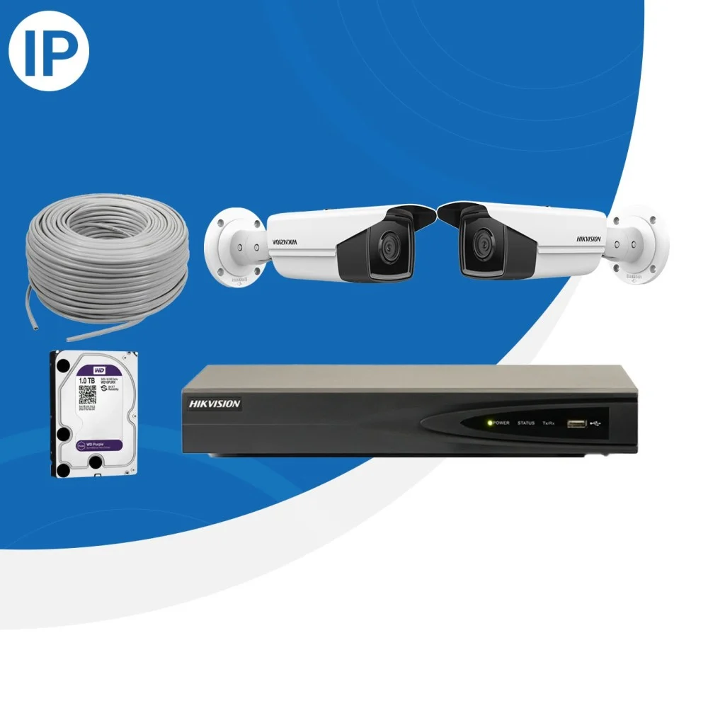 بكج 2 كاميرا خارجية من نوع IP ( بدقة 8 ميجا ) مع الملحقات