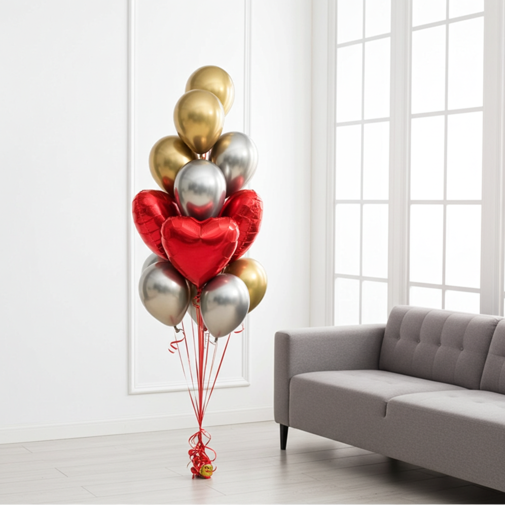 Balloons with a red heart