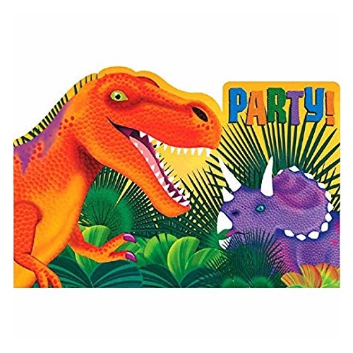 DINOSAUR INVITATIONS CARDS & ENVELOPES 8 PCS