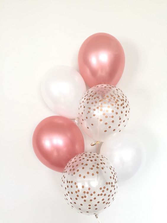 Bouquet balloons rose gold with white 6 pieces