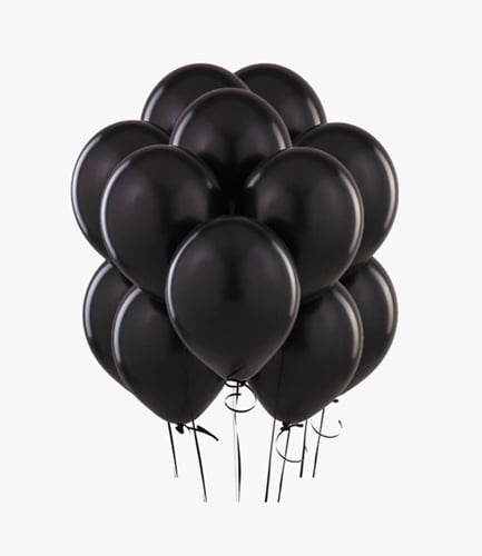 (Black Helium Latex Balloons (12