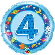 HAPPY BIRTHDAY BALLOON NUMBER 4 BLUE SIZE 46 CM 