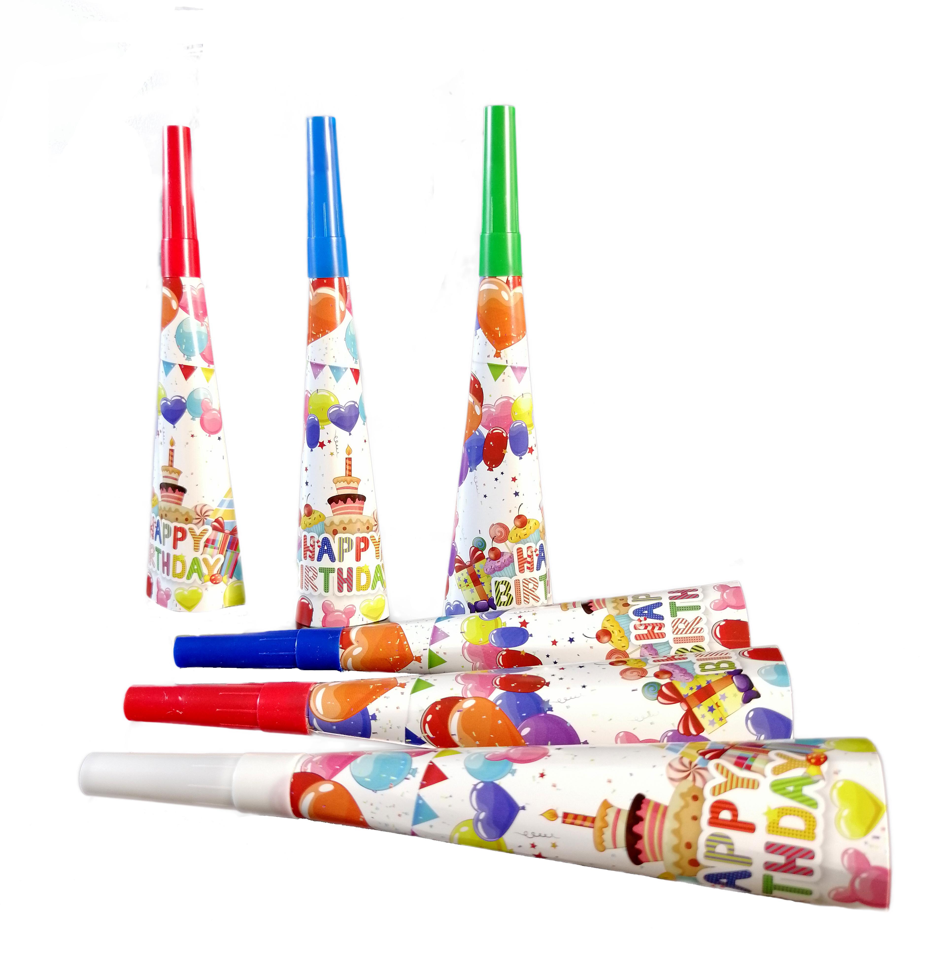 HAPPY BIRTHDAY BALLOONS HORNS 6 PCS