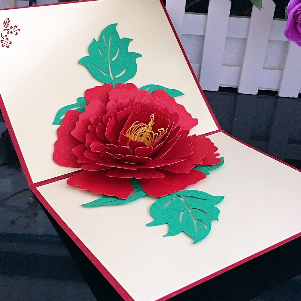 RED PEONY GREETING CARD