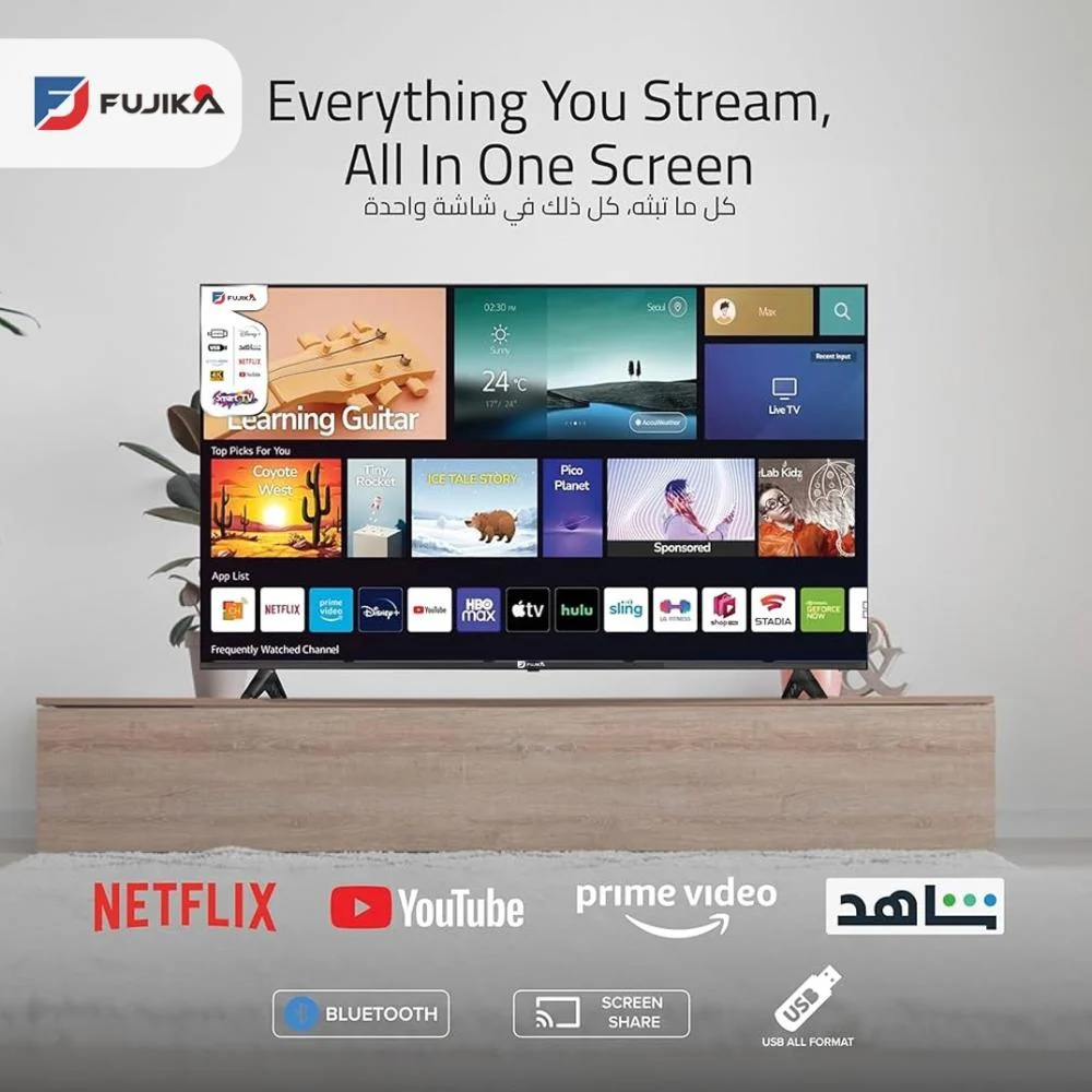  فوجيكا شاشة تلفزيون 65 بوصة سمارت - QLED 4K - أسود - FJ-65Q6 