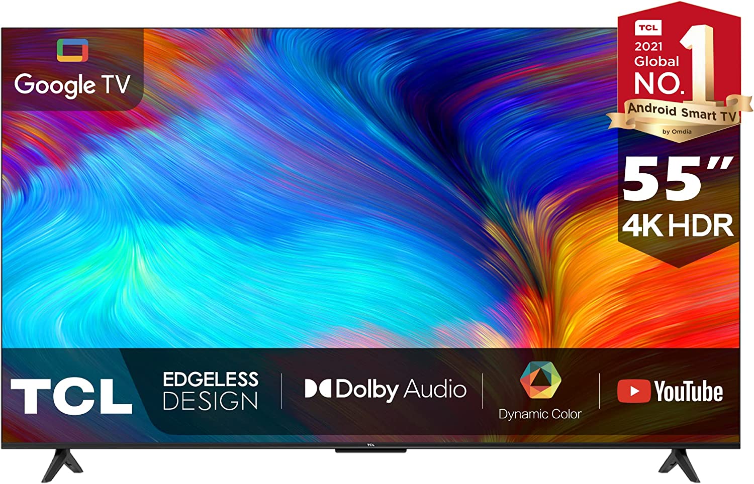  تلفزيون تي سي ال جوجل تي في مقاس 55 بوصة بدقة 4K واضاءة LED (طراز 2022) 