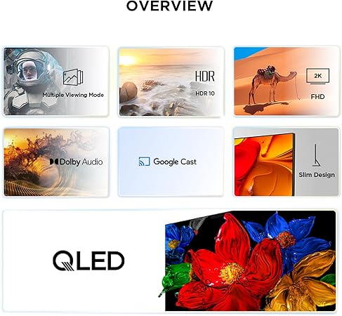   TCLشاشة QLED ذكي 43 بوصة بتقنية HDR10 بنظام جوجل تي في مع تقنية صوت دولبي، وضع اللعب، عناية متعددة للعين مع تصميم رفيع (إصدار 2025)، أسود، طراز رقم 43S5K 