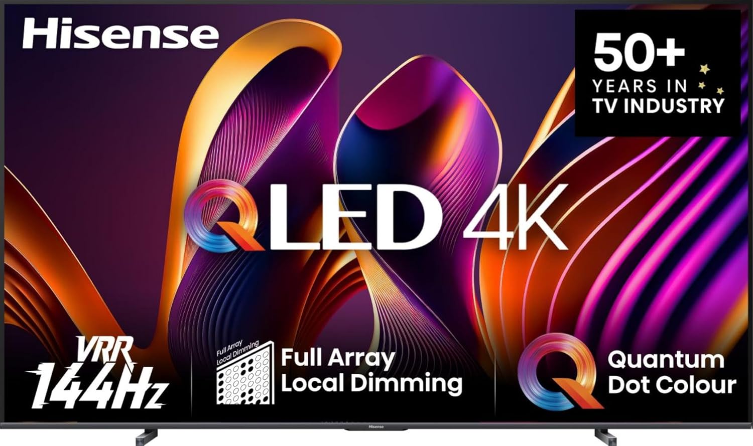  تلفزيون ذكي 65 بوصة QLED بدقة 4K الترا HD بصوت دولبي اتموس ونظام تشغيل فيدا الذكي ومعدل تحديث 144 هرتز ووضع الألعاب وتقنية الصور بالذكاء الاصطناعي من هايسنس 