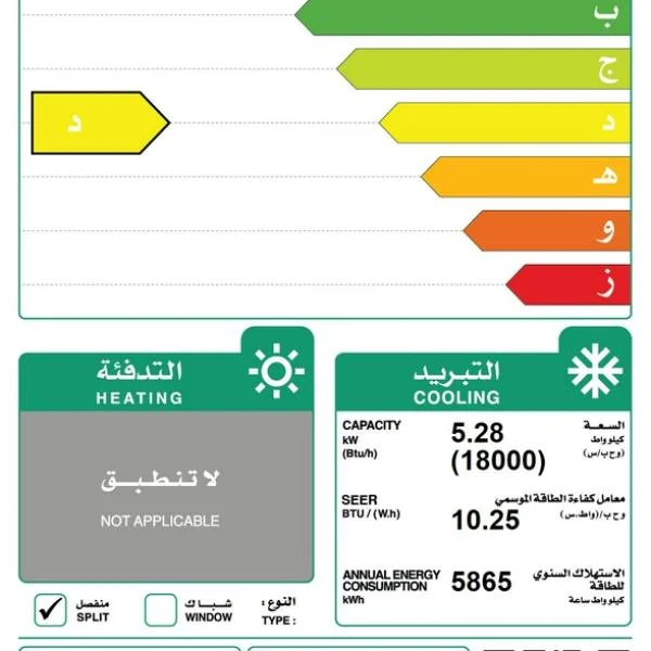 مكيف اسبليت وايت وستنجهاوس سعة التربيد 18.000 وحدة )واي فاي 