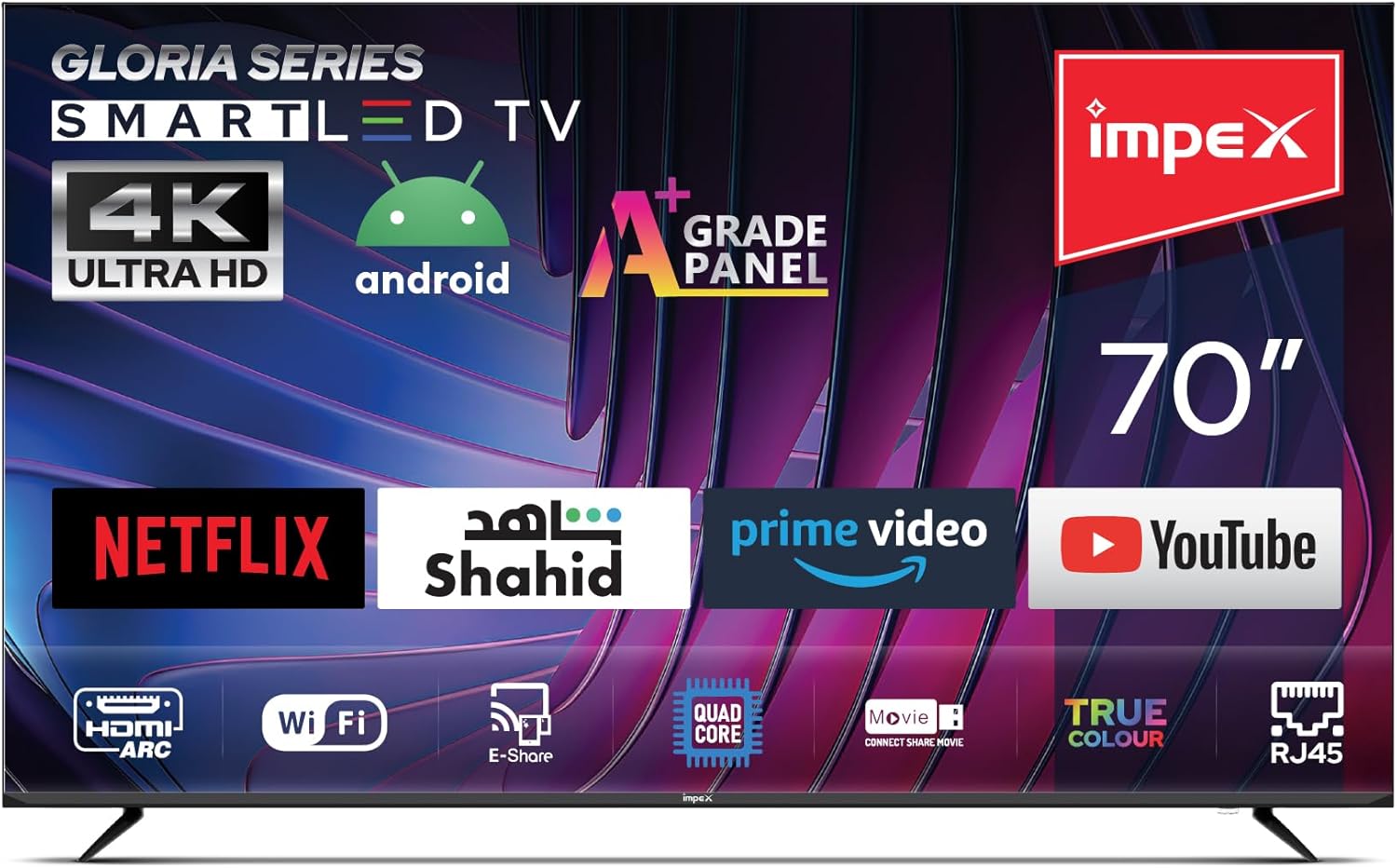  شاشة امبكس 70 سمارت 4K اندرويد 14 