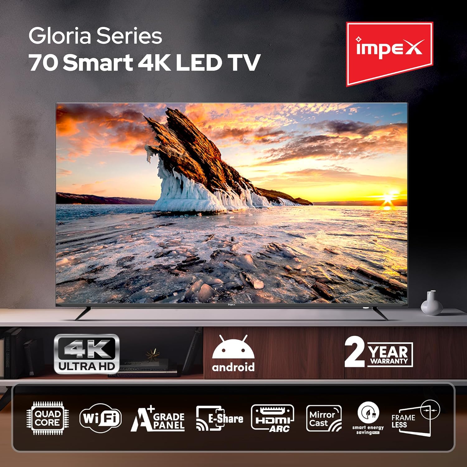  شاشة امبكس 70 سمارت 4K اندرويد 14 