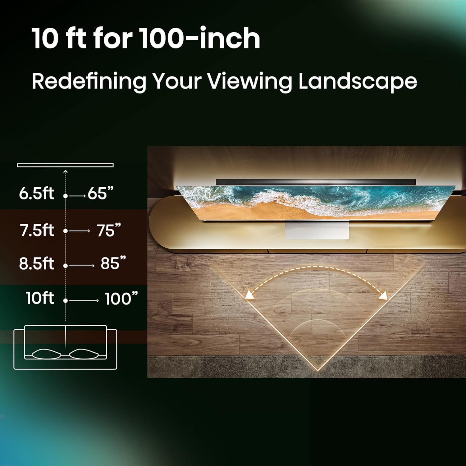  شاشة تلفزيون هايسنس الذكية 100E72N، بحجم 100 بوصة، دقة 4K، تقنية QLED، معدل تحديث 120 هرتز، 4 منافذ HDMI، و2 منفذ USB 
