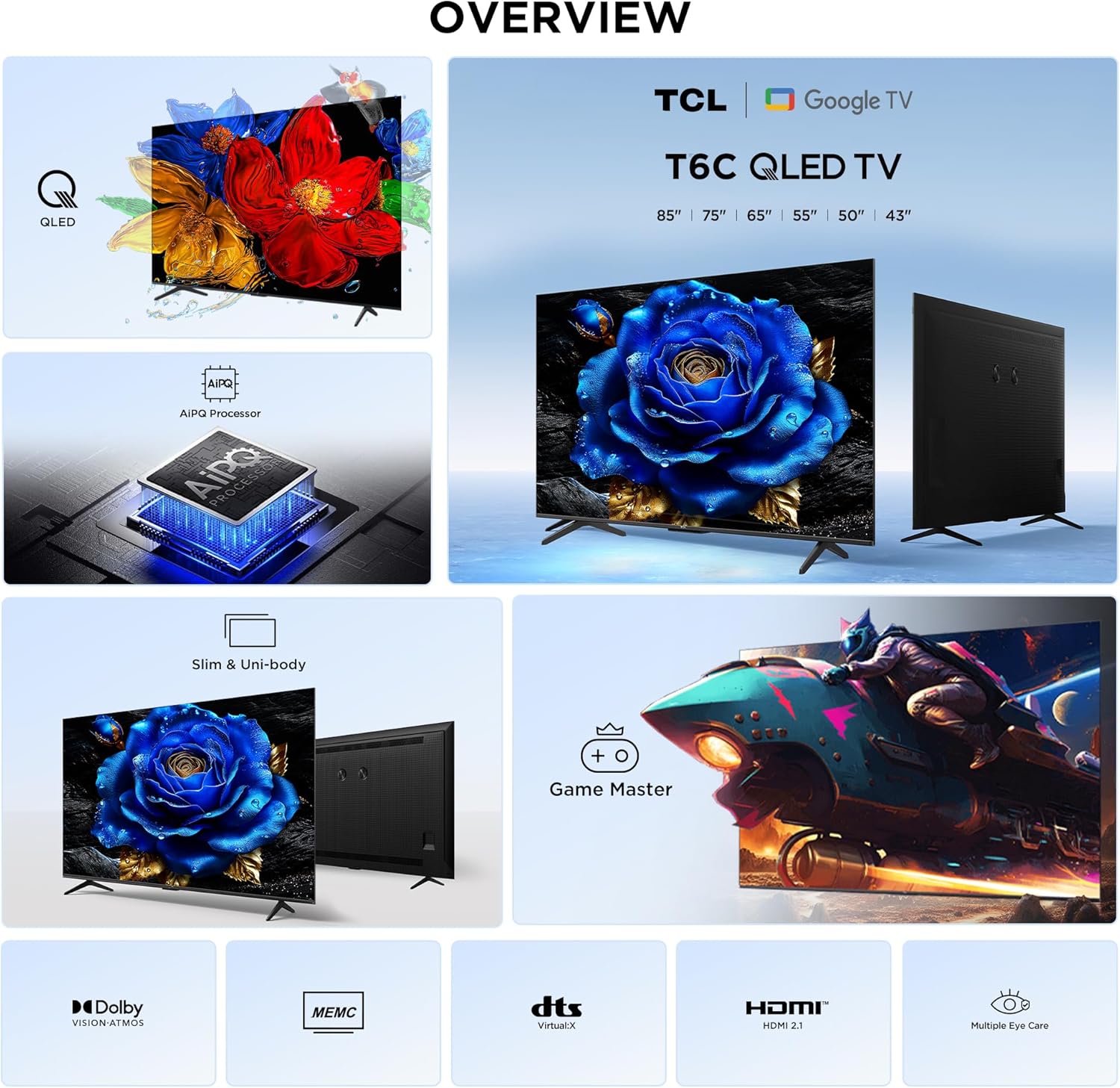  تي سي ال شاشة 85 بوصة كيوليد (4k-UHD)، سمارت جوجل تي في، 120 هرتز(DLG) 