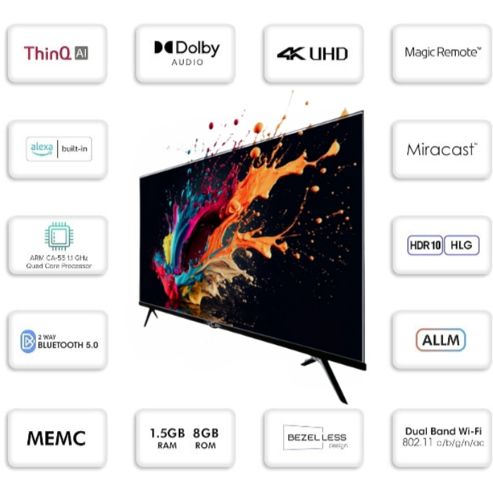  شاشة ذكية 70 بوصة نظام WebOs دقة عالية 4K مع ريموت سحري 