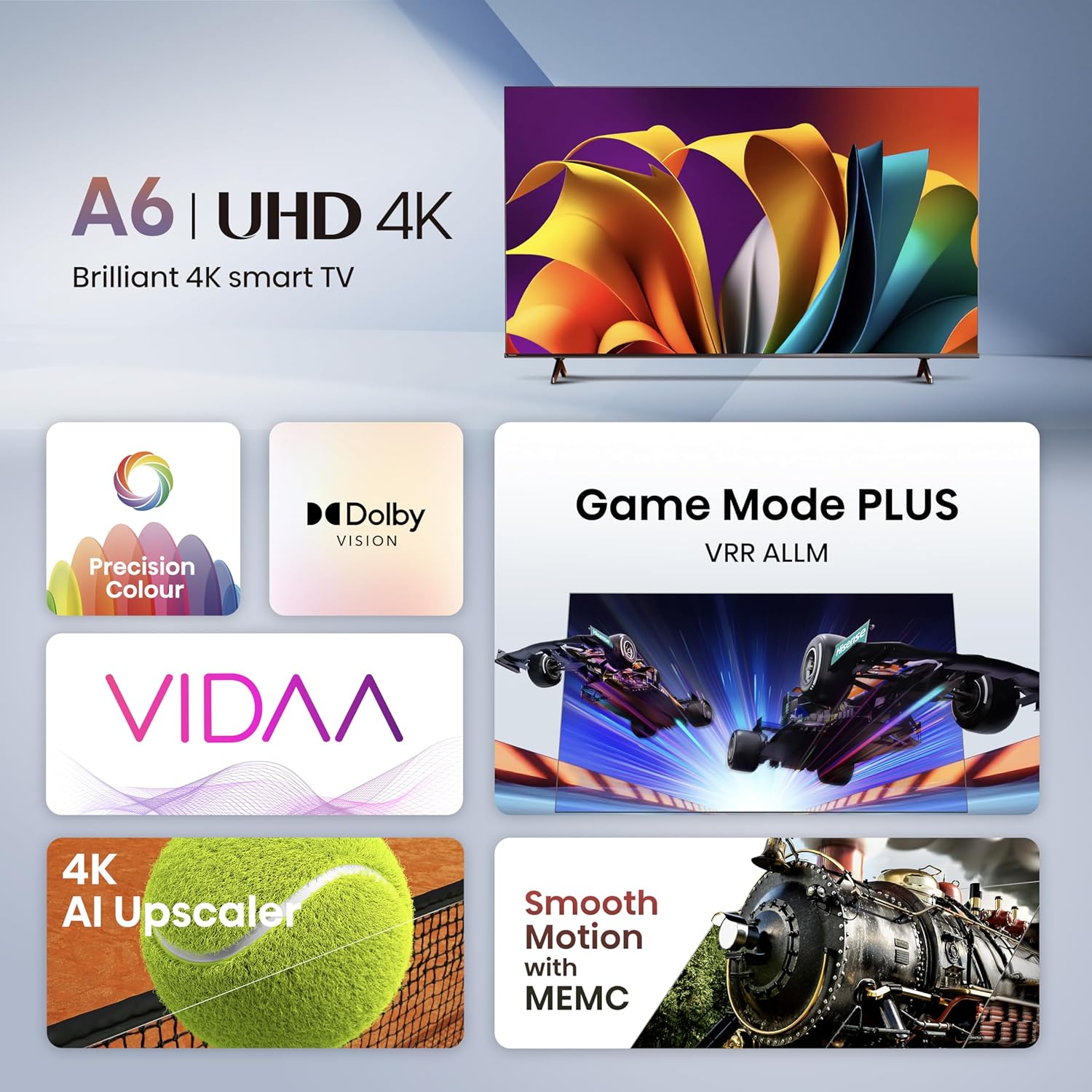  تلفزيون من هايسنس بشاشة ٥٠ بوصة، بدقة 4K UHD، موديل 50A6N، بتقنية إل إي دي 