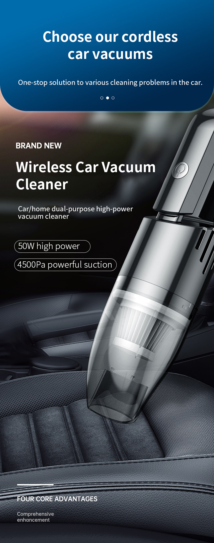 Q108 Folding Handheld Car Vacuum Cleaner High-Power Wireless