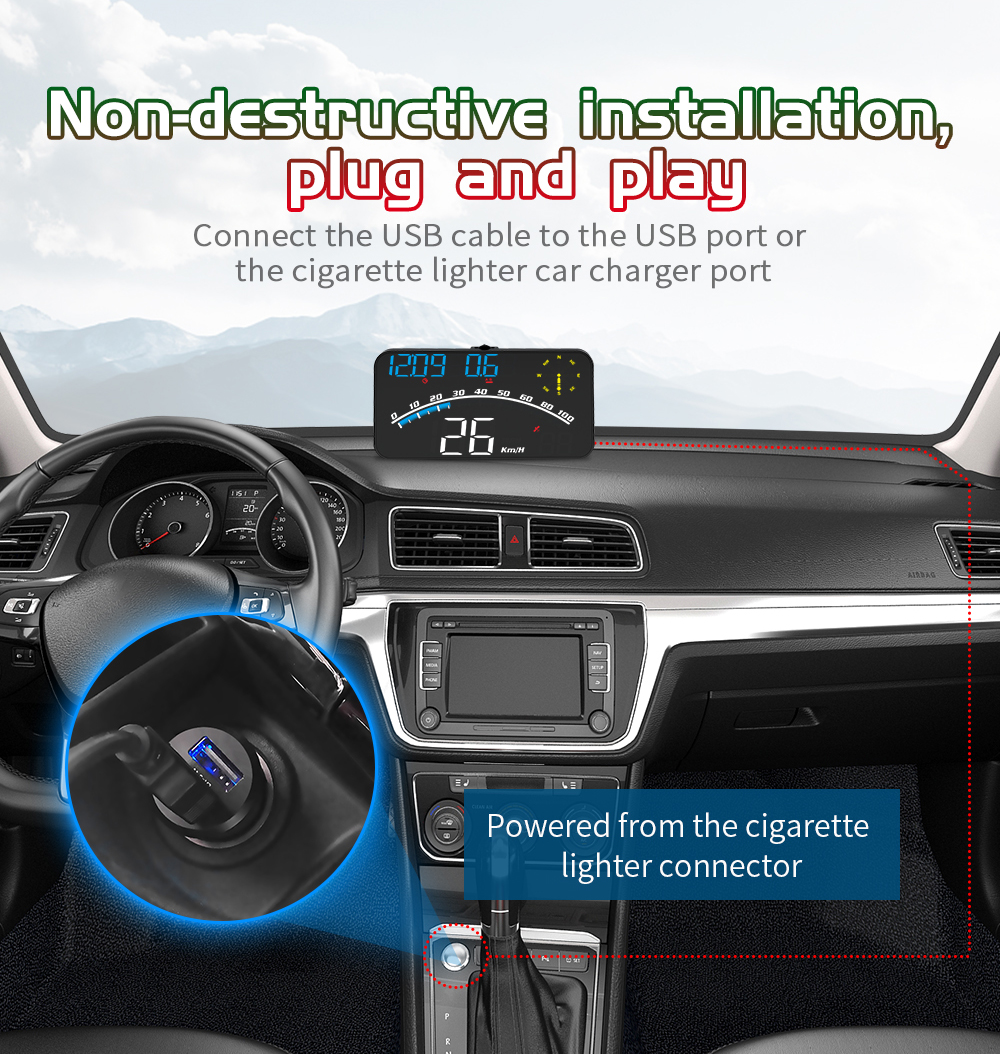 G10 Gps Hud Car Multi Function Safety Display Reminds Auto Parts Speed  Alarm Head Up Display Suitable For All Cars