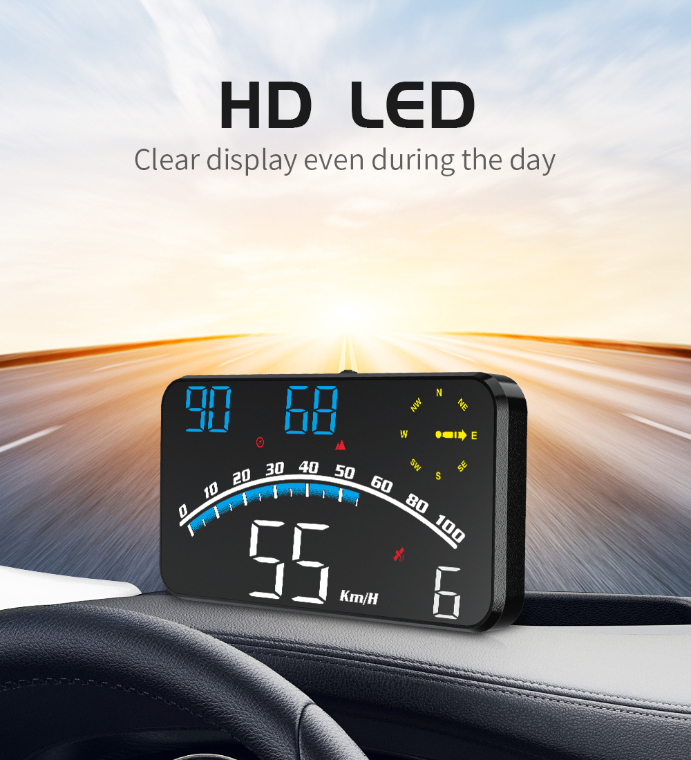  LKJYBG G10 Car HUD GPS Head Up Display Speedometer Overspeed  Led Monitor Windscreen Projector with Overspeed Alarm Digital Clock  Speedometer Odometer HUD Display Blue and White : Electronics