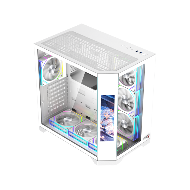 CASE Spear DOST 60 PLUS, ARGB +10 inch monitor, 7 FAN, White