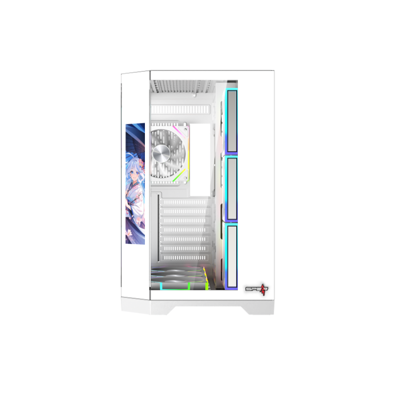 CASE Spear DOST 60 PLUS, ARGB +10 inch monitor, 7 FAN, White