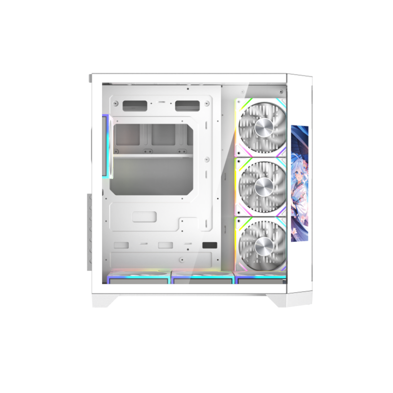 CASE Spear DOST 60 PLUS, ARGB +10 inch monitor, 7 FAN, White