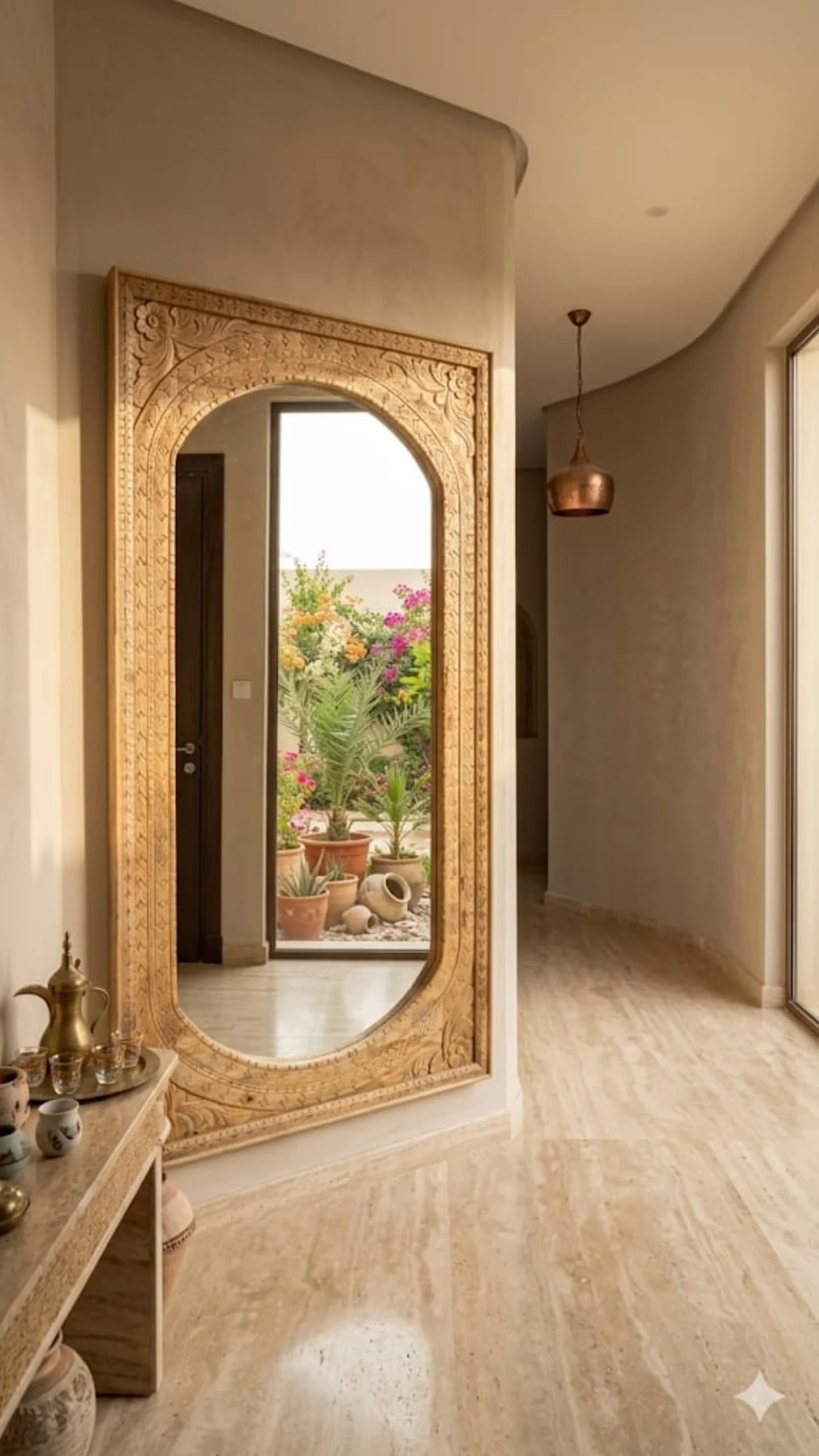 مراياه من الخشب الطبيعي الهندي صناعة يدويه بإتقان فاخر 