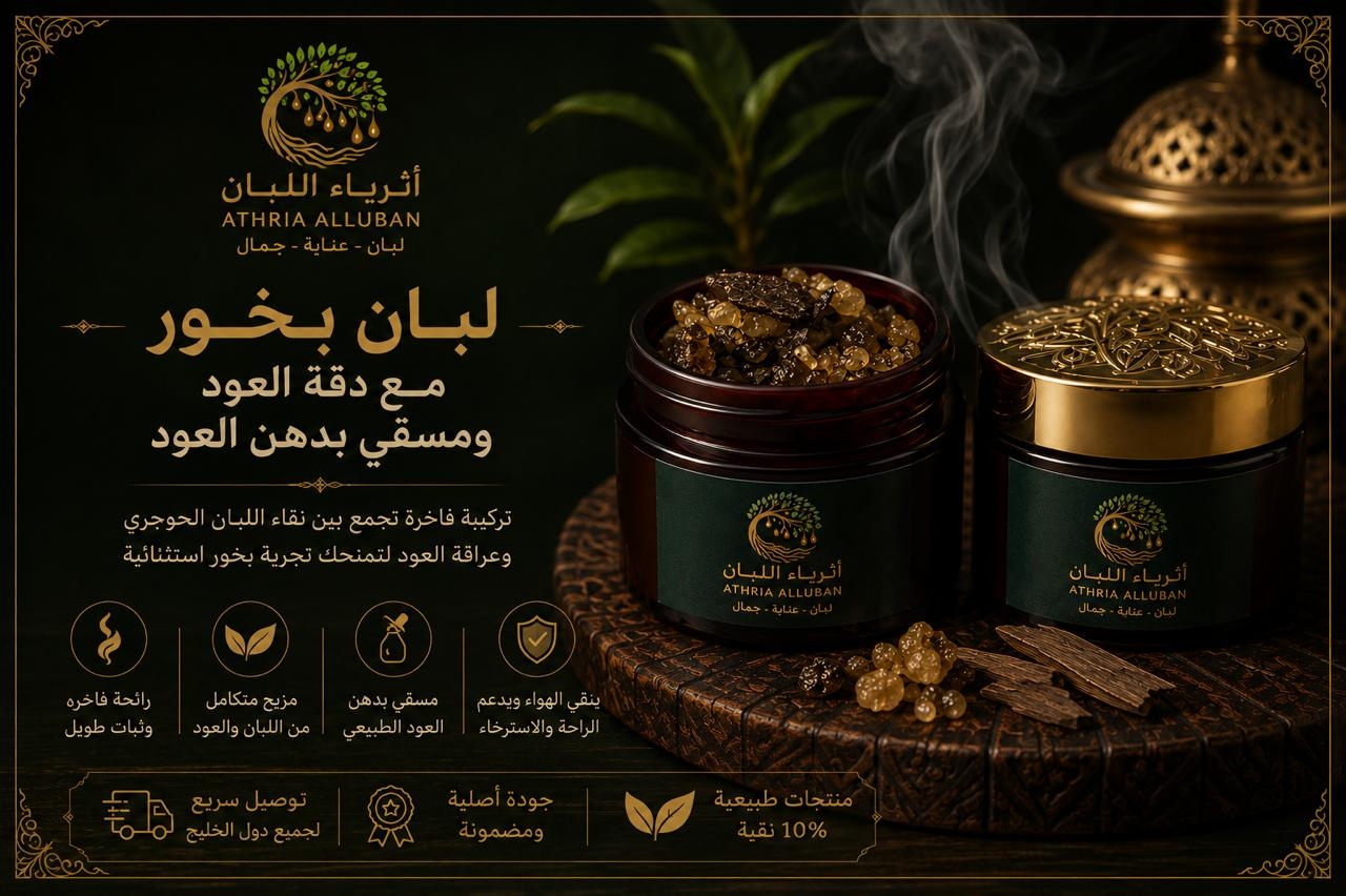  لبان البخور والعود المسقي بدهن العود 