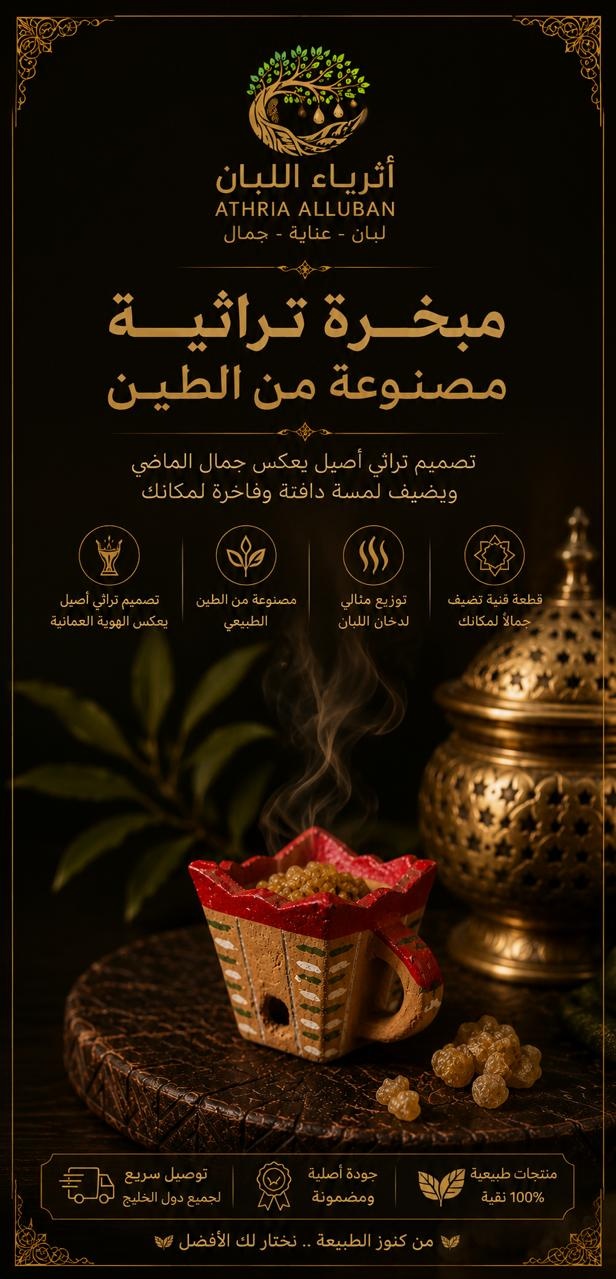  مبخرة تراثية عمانية مصنوعة من الطين 