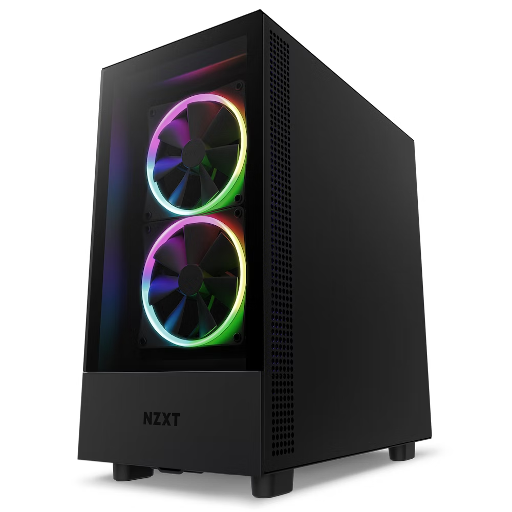صندوق كمبيوتر العاب ميد تاور H5 اليت - CM-H51EW-01 - ATX - يتميز بمنفذ USB نوع C امامي مدخل / مخرج ولوحة جانبية سريعة التحرير من الزجاج المقوى - لون أسود من ان زد اكس تي