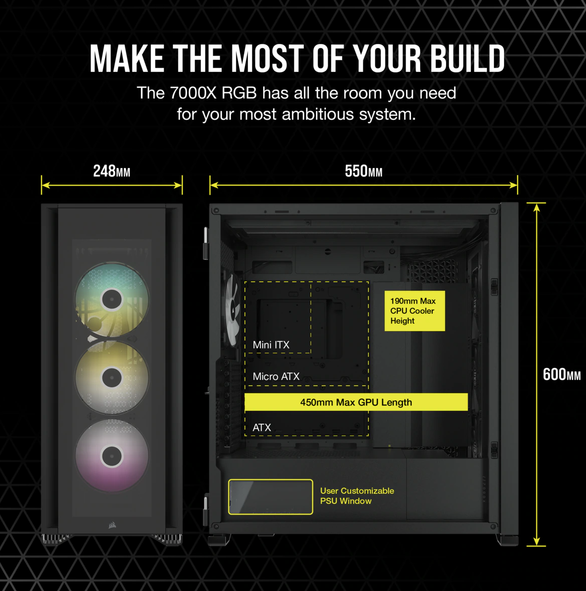 صندوق كورسير أسود Case Corsair 7000X AirFlow Black