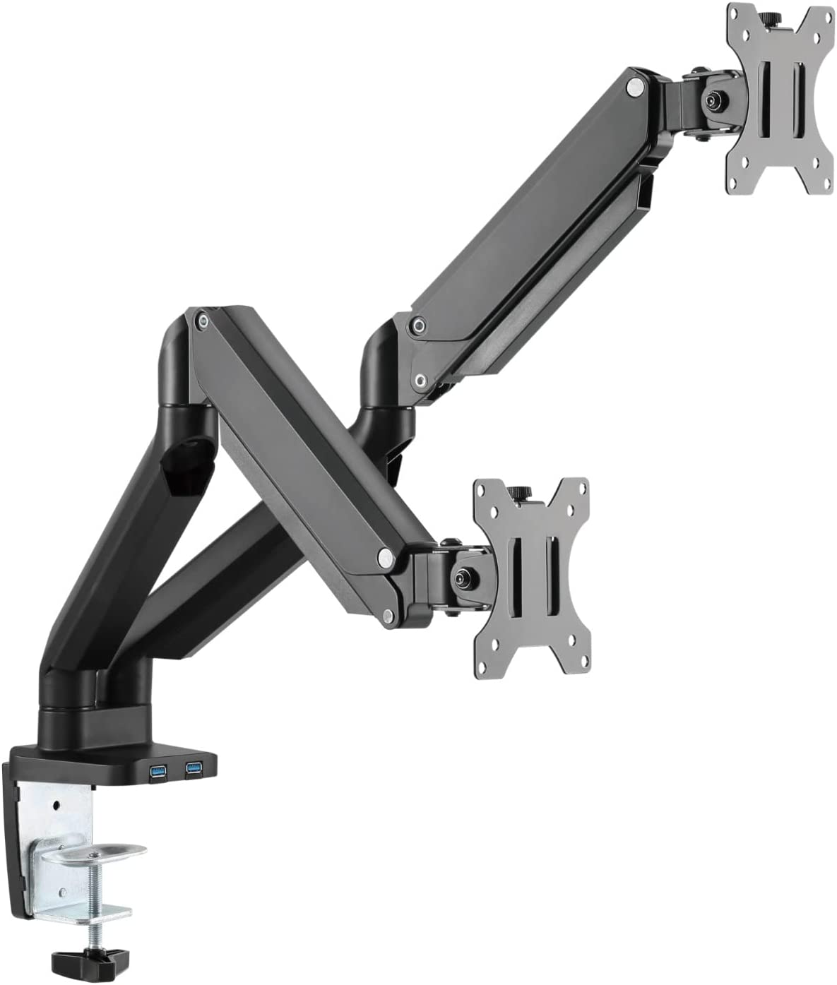 ذراع شاشة Twisted Minds Dual 17 Inches-32 Inches Monitor Arm Aluminum Desk Mount Fits Two Monitor Full Motion Adjustable With Usb 3.0- Vesa/C-Clamp/Grommet/Cable Management