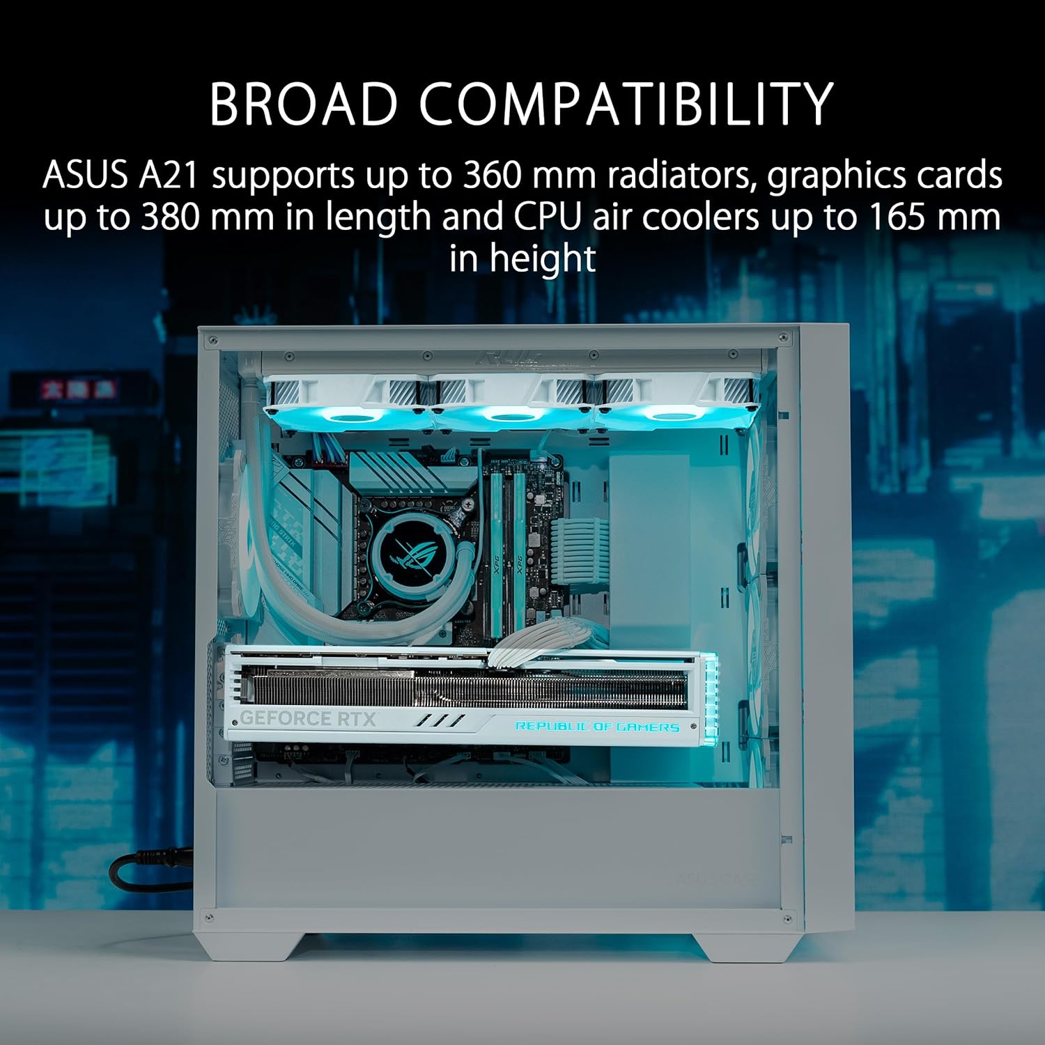 ASUS A21 Micro-ATX Case White Edition supports Graphics Cards up
