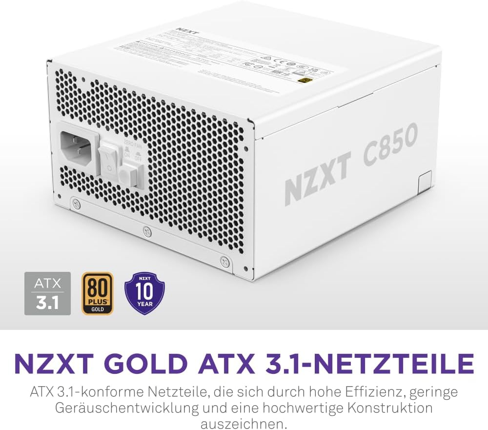 NZXT C850 Gold ATX 3.1 - Fully Modular-White