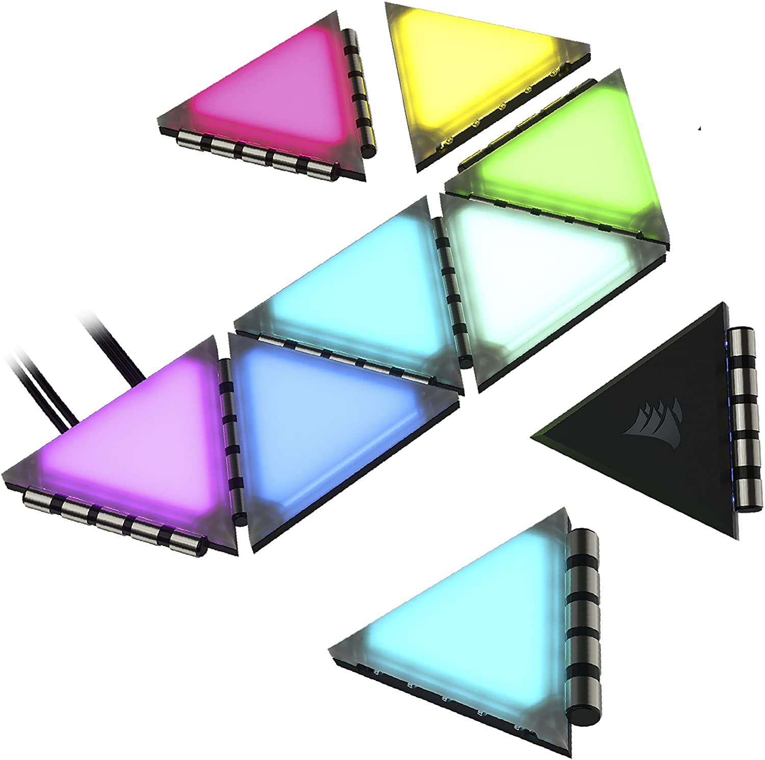 إضاءة ليد مثلثات iCUE LC100 Case Accent Lighting Panels — Mini Triangle — 9x Tile Starter Kit